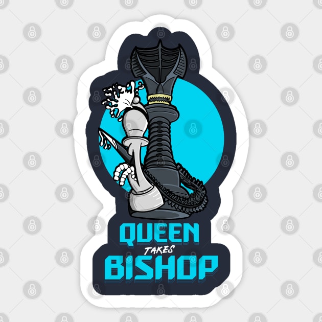 Queen Takes Bishop Sticker by Meta Cortex